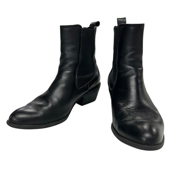 Minimalist Black Leather Chelsea Boots Tamaris Quiet Luxury Size 39 (US 8) - Picture 1 of 6